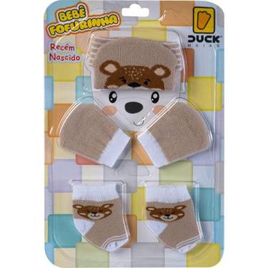 Imagem de Kit Touca Meias Luvas Macia Leve Para Bebês Recém Nascidos Menino - Du