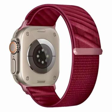 Imagem de Zygnal Pulseira esportiva de nylon compatível com Apple Watch Ultra 2/1 (49 mm), série 10/9/8/7/6/SE (46 mm, 45 mm e 44 mm), trama de sarja respirável, pulseira de velcro ajustável para homens e