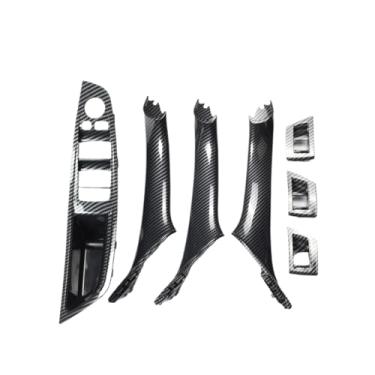 Imagem de Maçaneta da porta interna do carro com padrão de fibra de carbono LHD/RHD compatível com BMW Série 5 F10 F11 520d 525d 530d 535i Painel interno da tampa da guarnição(Carbon LHD)