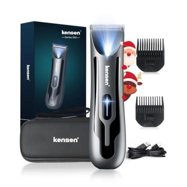 Imagem de Aparador de pelos corporais para homens, aparador elétrico kensen de pelos da virilha, aparador corporal recarregável, cabeças de lâmina de cerâmica substituíveis, aparador impermeável IPX7 molhado