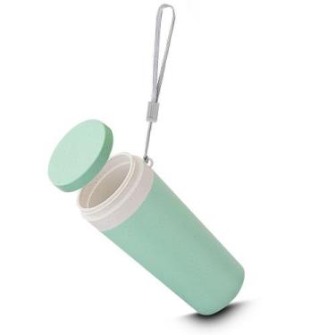 Imagem de Copo de Fibra de Trigo Parede Dupla 300ml com Alça Verde - Desembrulha