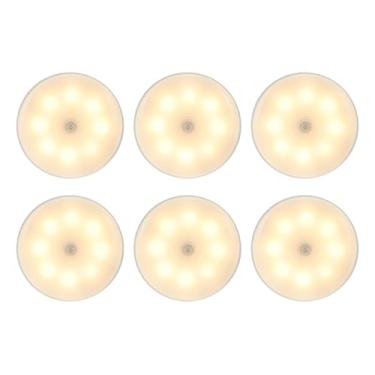 Imagem de Luminária Luz LED Sensor de Movimento Magnética USB Recarregável Sem Fio com-Duas cores Lâmpada Noturna Elegante E Prático Adequado Para Quartos E Salas De Estar(KIT6-Duas cores Fria+Quente)