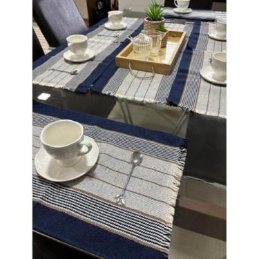 Imagem de Jogo Americano 7 Peças Algodão com Trilho de Mesa Lugar Americano 6 Lugares Decoração Mesa Cozinha (JGAM14)