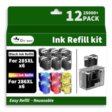 Imagem de OINKWERE Kit de refil de tinta 285XL 286XL para cartucho de tinta Canon 285 e 286 PG285 CL286 compatível com Canon Pixma TS7720 TS7722 TR7820 Tinta de impressora (pacote com 12, 6BK/2C/2M/2Y)