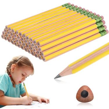 Imagem de Seajan 48 lápis jumbo 2B, grande, gordo, grosso, triangular, refil de lápis grandes de 17 cm com borracha para presentes de Natal para iniciantes no escritório (amarelo)