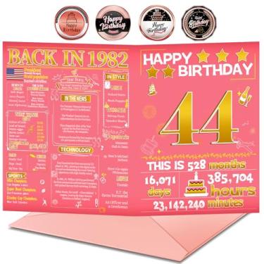 Imagem de Joycard Cartão de aniversário de 44 anos com envelope, decorações de 44 anos para mulheres, presentes de aniversário de 44 anos para ela, cartões de feliz aniversário para esposa de 44 anos, em 1982