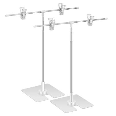 Imagem de Operitacx Suporte de Banner de Metal Ajustável (2 Unidades), Suporte Em Formato de T para Pôsteres, Ideal para Balcões de Lojas E para Exibição de Publicidade Em E Externos.