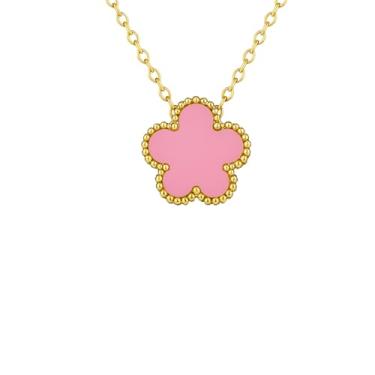 Imagem de Colar de trevo feminino - Colar com pingente floral de folha de aço inoxidável banhado a ouro 18K - impermeável - antimanchas - presente de joia, Medium, Aço inoxidável, Sem Pedra Preciosa