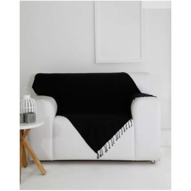 Imagem de Manta para sofá 2,2 x 1,5 metros Manta para sofa de algodão para sofá extragrande de microfibra(Preto)