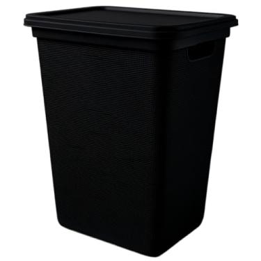 Imagem de Cesto Organizador de Roupa Suja 45L com Tampa Resistente – Juta Multiuso Banheiro Quarto Lavanderia(Preto)