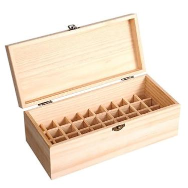 Imagem de Organizador de Caixa Óleo Essencial Madeira com 36 Compartimentos Case Armazenamento Acomoda Garrafas 1-3ml para Transporte