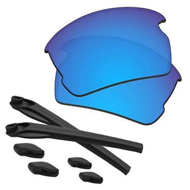 Imagem de Predrox Lentes espelhadas azuis Flak 2.0 e kits de borracha para óculos de sol Oakley OO9295 polarizados