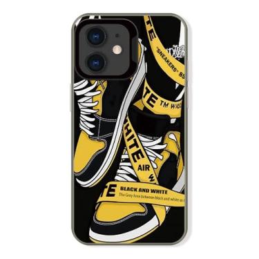 Imagem de Cairiocoin Capa de telefone da marca de calçados esportivos compatível com iPhone 11 de 6,1 polegadas, tênis clássicos Cool Ins Off etiqueta branca ou preta estética antiderrapante à prova de choque