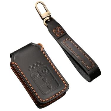 Imagem de Capa de couro artesanal para chave compatível com Honda Accord/Civic/Pilot/Odyssey/CR-V 2014 2015 2016 2017 2018 3/4 botões capa de chave de carro(4 Buttons Black)