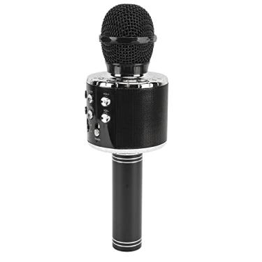 Imagem de aqxreight Microfone Sem Fio Karaokê Multifuncional HiFi Alto-falante Portátil Microfone Capacitor Sem Fio Com Luz LED Som Preto e Banda de Transmissão Longa Blindagem karaokê Portátil (Preto)