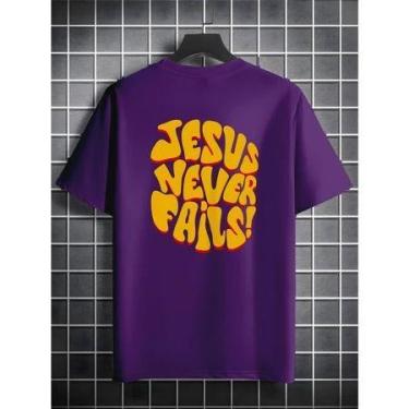 Imagem de Camiseta Jesus Never Fails Masculina Manfinity 100% Algodão Street Wea