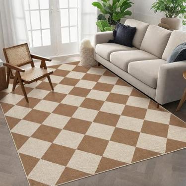 Imagem de GarveeHome Easy Jute Area Rugs 15 x 23 cm para sala de estar, antiderrapante, tapetes quadriculados, laváveis na máquina, tapetes modernos para ambientes internos e externos, para sala de jantar