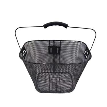 Imagem de Vaveren Cesta de bicicleta decorativa frontal, cestos de armazenamento para bicicletas, suporte de metal simples e removível para compras ao ar livre.