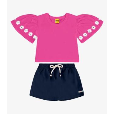 Imagem de Conjunto com Shorts Saia Meia Malha Rovi Kids Rosa, 6, Rosa