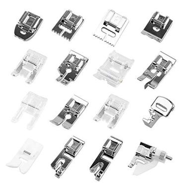 Imagem de Conjunto de Pé Prensa para Máquina Costura 16PCS Profissional e Artesanato Peças Acessórios Brother Singer Kit Pés à Cega Rendo