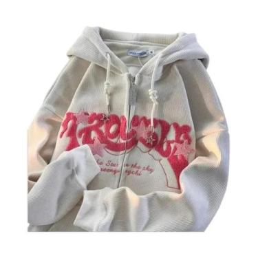 Imagem de Moletom Com Capuz Feminino Y2K Harajuku Outono Manga Longa Com Zíper B