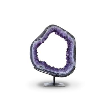 Imagem de Argola Drusa de Ametista Extra Uruguaia na Base Metal Preto 6,460 kg