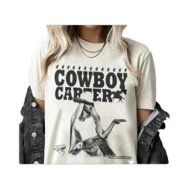 Imagem de Camiseta Retro De Algodão Preta De Manga Curta Beyonce Cowboy Carter T