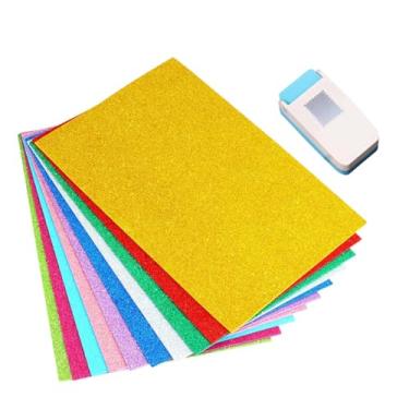 Imagem de Vaveren Perfurador de Papel com Formato de Carimbo e Folhas de Papel para Artesanato em Cartões, Scrapbooking e Festivais, W 10 Glitter Paper
