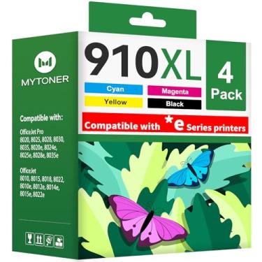 Imagem de MYTONER Cartuchos de tinta 910XL para impressoras HP de substituição para HP Ink 910XL, pacote combo preto e colorido para HP 910 Ink Funciona com OfficeJet Pro 8035e 8025e 8020e 8015e 8020 8028e
