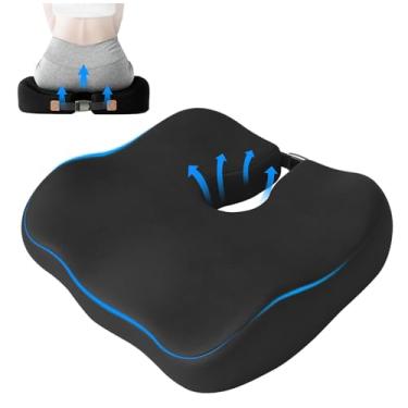 Imagem de LSMColda Almofada de cadeira de escritório para alívio da dor ciática e do quadril, almofada extradensa para cóccix com design ergonômico, almofada ortopédica para cadeira de mesa, carro, cadeira de