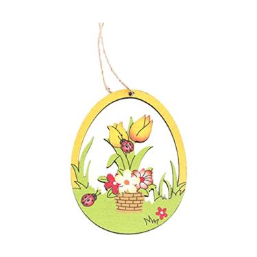 Imagem de Conjunto de 10 enfeites madeira para pendurar Páscoa com tema animais e flores etiquetas pendentes decoração festa parede casa árvore pendente