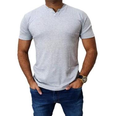 Imagem de Camiseta Henley Masculina Slim Fit MCurta 2 Botões - 3 Cores para sua 