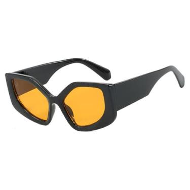 Imagem de Óculos de Sol Femininos Candy Colors com Pernas Largas, Estilo Olho de Gato, Proteção UV400, para Esportes ao Ar Livre, Corrida e Ciclismo, Preto e Amarelo