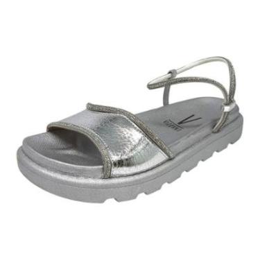 Imagem de Sandália Feminina Papete Metalizada Strass Estilo Vizzano-Feminino