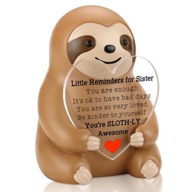 Imagem de CINRLLA Presente de incentivo à irmã preguiça para mulheres, presente de agradecimento de irmão ou irmã, decoração de mesa positiva para aniversário, formatura, escritório, exibição doméstica, CRA818