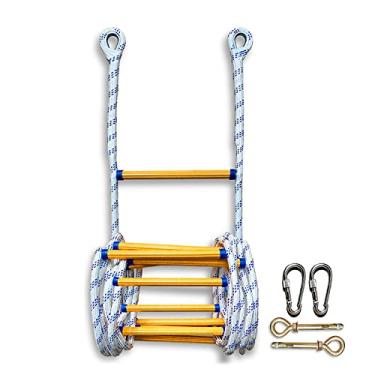 Imagem de Escada de corda de escape de incêndio de emergência - escada de segurança de 18 m para adultos e crianças, portátil e fácil de armazenar, perfeita para evacuação doméstica e situações de emergência