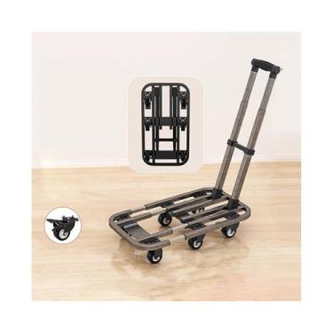 Imagem de Carrinho de mão dobrável portátil, carrinho de mesa compacto para transporte doméstico e de carga, carrinho de bagagem leve, plataforma resistente para facilitar a movimentação