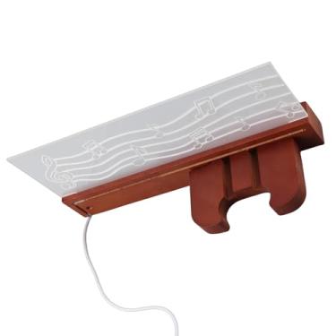 Imagem de KUIDAMOS Suporte de Parede para Guitarra Com Iluminação de Madeira Maciça Com Suporte para Palheta para Baixo Elétrico Acústico e Violino Ukulele, Display de Tema Musical Alimentado por USB para Entusiastas de Guitarra