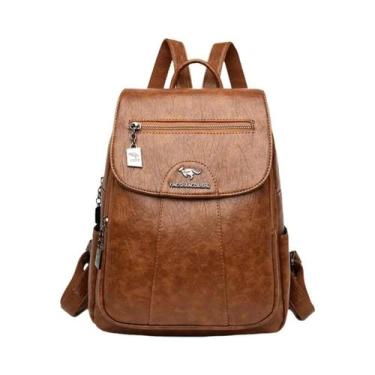 Imagem de Mochila De Couro Vintage Para Mulheres, Bolsa De Viagem Escolar De Alt