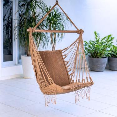 Imagem de Rede Cadeira de Teto Suspensa Descanso e Balanço(CARAMELO)