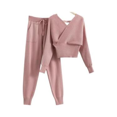 Imagem de Conjunto De Top Sem Costas De Malha Canellada Sexy Para Mulheres E Cal