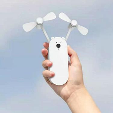 Imagem de Ventilador USB portátil recarregável com função de Power Bank duplo vento silencioso dobrável três velocidades para meninas mulheres e homens