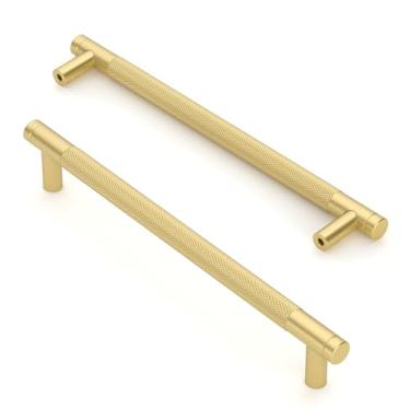 Imagem de Asidrama Pacote com 10 puxadores de armário dourados escovados de 254 mm, puxadores para gaveta de armário