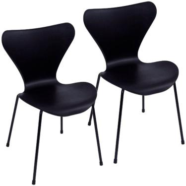Imagem de Kit 2 Cadeiras Jacobsen Polipropileno Sala Jantar Base Preta - Preto