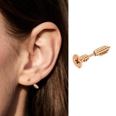 Imagem de Brincos de cartilagem 16G para mulheres, hipoalergênicos, parafuso nas costas, aço cirúrgico, hélice, concha, tragus, joia Daith, 2 peças, 16g,6mm, Metal, Sem pedra preciosa
