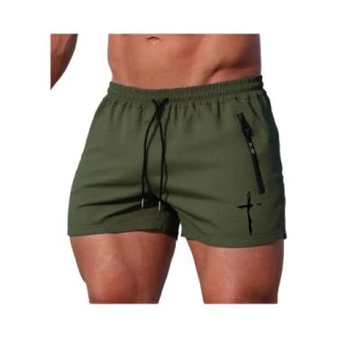 Imagem de Calções De Natação Masculinos De Verão Com Estampa Cruzada, Shorts De 