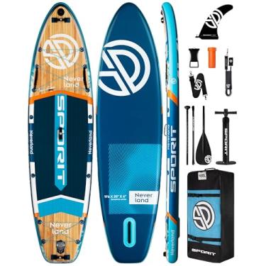 Imagem de SPORIT Prancha de stand up paddle inflável super larga de 11'6 × 35 ", prancha de sup ultra estável para adultos, capacidade de 450 lb com alça de ombro, mochila de 100 l, nadadeira removíve