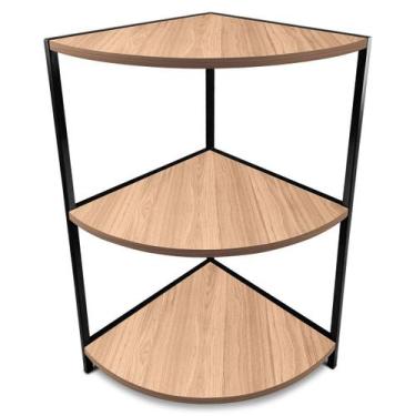 Imagem de Estante De Canto Tripla Colby Madeira/Aço - Geral, Preto/Jade