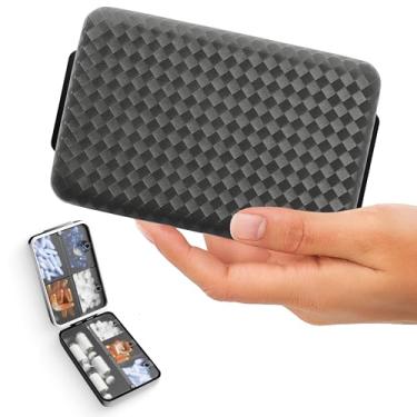 Imagem de Caixa organizadora de comprimidos de viagem – Estojo à prova de umidade com fecho magnético, suporte grande de 8 compartimentos para pílulas, vitaminas e suplementos, organizador de medicamentos