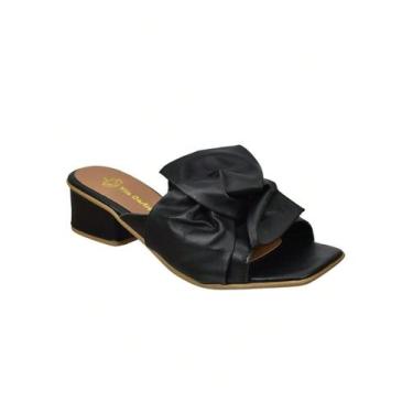 Imagem de Sandália Feminina Salto Bloco Laço Casual Tamanco Verão 1129 - Vila Ca